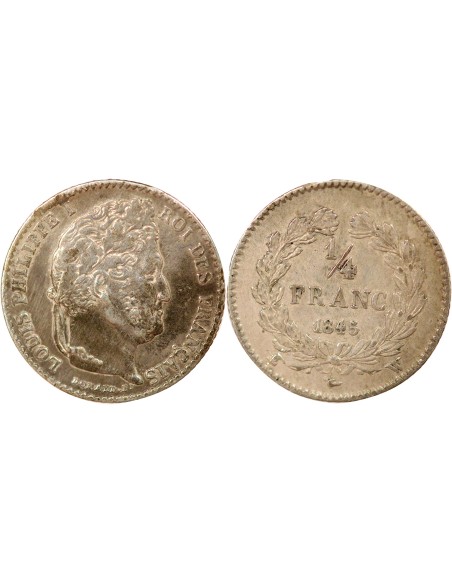 Louis-Philippe Ier 1/4 franc Argent 1845 W Lille