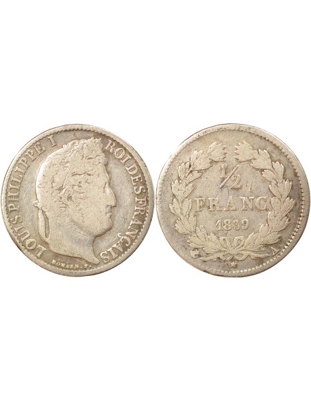 Louis-Philippe Ier 1/2 franc Argent 1839 A - Paris