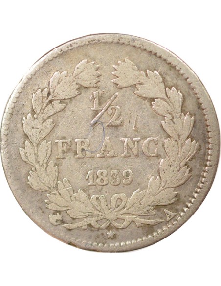 Louis-Philippe Ier 1/2 franc Argent 1839 A - Paris