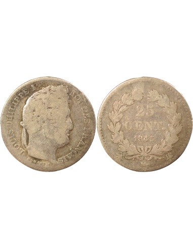 Louis-Philippe Ier 25 centimes Argent 1845 BB Strasbourg