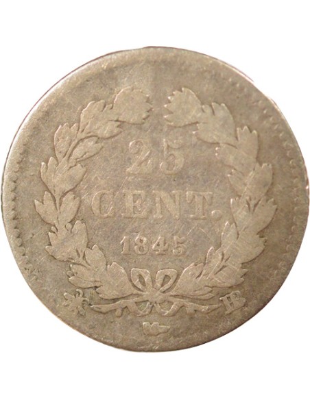 Louis-Philippe Ier 25 centimes Argent 1845 BB Strasbourg