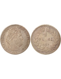 Louis-Philippe Ier Tête Laurée 1 franc Argent 1834 D Lyon