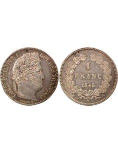 Louis-Philippe Ier Tête Laurée 1 franc Argent 1848 A - Paris