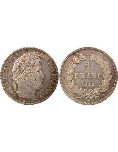 Louis-Philippe Ier Tête Laurée 1 franc Argent 1848 A - Paris