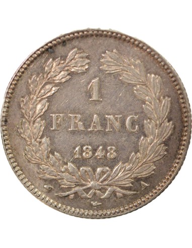 Louis-Philippe Ier Tête Laurée 1 franc Argent 1848 A - Paris