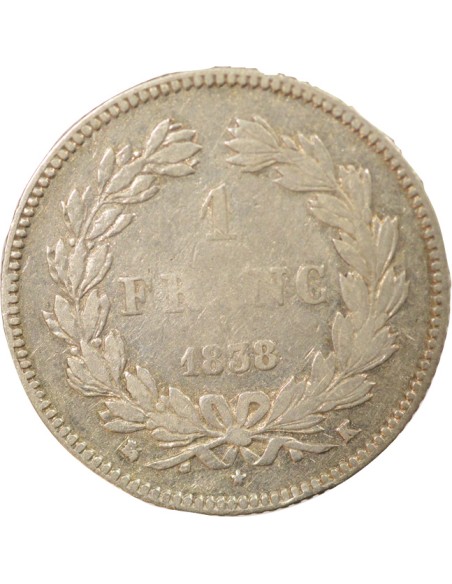 Louis-Philippe Ier Tête Laurée 1 franc Argent 1838 K Bordeaux