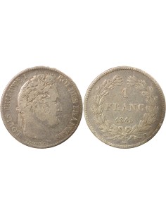 Louis-Philippe Ier Tête Laurée 1 franc Argent 1845 B Rouen