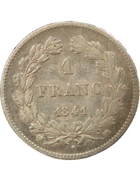 Louis-Philippe Ier Tête Laurée 1 franc Argent 1841 BB Strasbourg