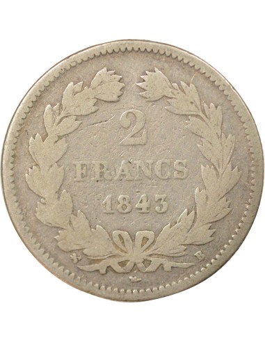 Louis-Philippe Ier 2 francs Argent 1843 B Rouen