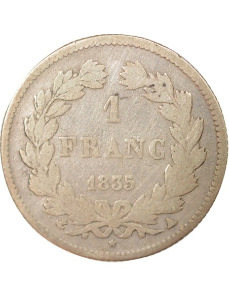 Louis-Philippe Ier Tête Laurée 1 franc Argent 1835 A - Paris
