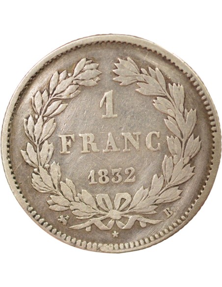 Louis-Philippe Ier Tête Laurée 1 franc Argent 1832 B Rouen