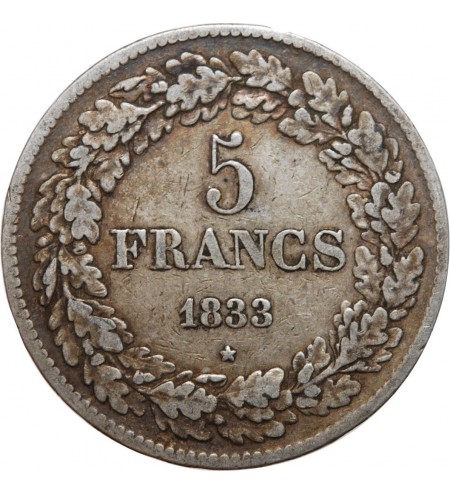 Belgique BELGIQUE - 5 FRANCS LEOPOLD I 1833