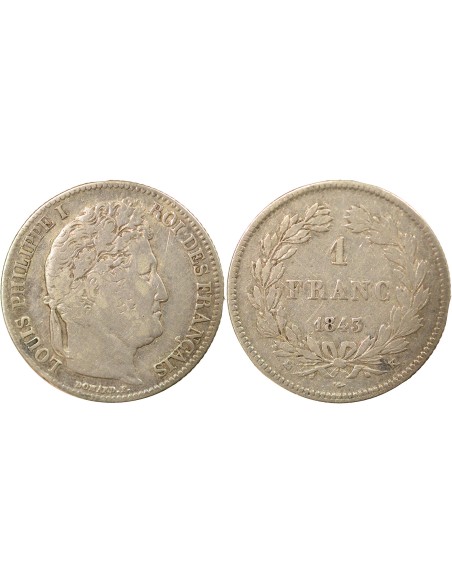 Louis-Philippe Ier Tête Laurée 1 franc Argent 1843 K Bordeaux