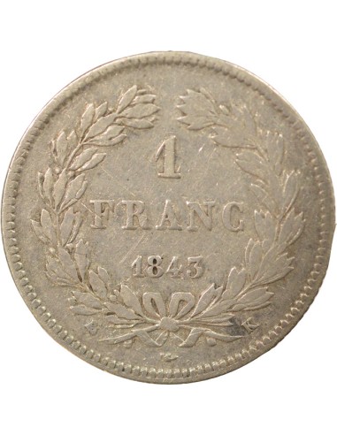 Louis-Philippe Ier Tête Laurée 1 franc Argent 1843 K Bordeaux