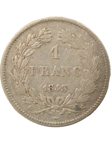 Louis-Philippe Ier Tête Laurée 1 franc Argent 1843 K Bordeaux