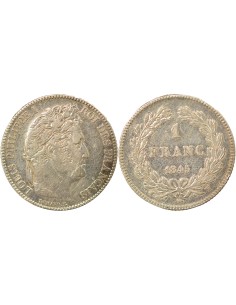 Louis-Philippe Ier Tête Laurée 1 franc Argent 1845 W Lille