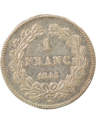 Louis-Philippe Ier Tête Laurée 1 franc Argent 1845 W Lille