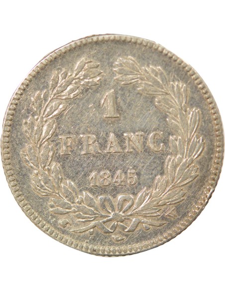 Louis-Philippe Ier Tête Laurée 1 franc Argent 1845 W Lille