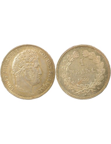 Louis-Philippe Ier Tête Laurée 1 franc Argent 1839 K Bordeaux