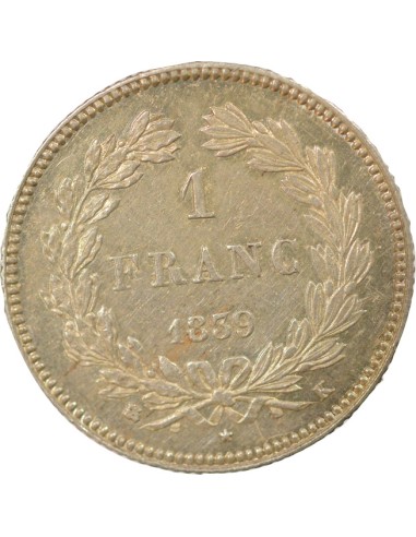 Louis-Philippe Ier Tête Laurée 1 franc Argent 1839 K Bordeaux