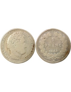Louis-Philippe Ier Tête Laurée 1 franc Argent 1844 A - Paris