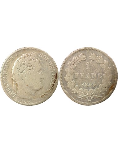 Louis-Philippe Ier Tête Laurée 1 franc Argent 1844 A - Paris