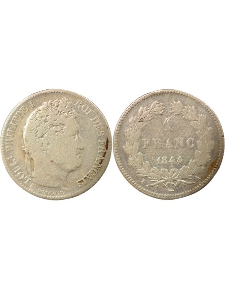Louis-Philippe Ier Tête Laurée 1 franc Argent 1844 A - Paris