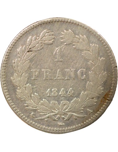 Louis-Philippe Ier Tête Laurée 1 franc Argent 1844 A - Paris