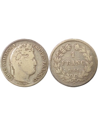 Louis-Philippe Ier Tête Laurée 1 franc Argent 1841 A - Paris