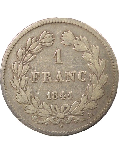 Louis-Philippe Ier Tête Laurée 1 franc Argent 1841 A - Paris