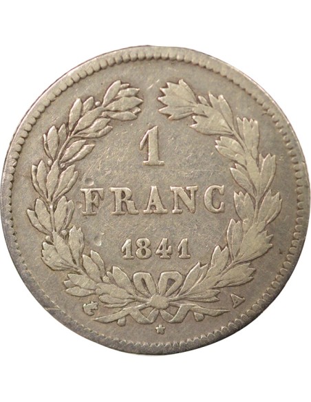 Louis-Philippe Ier Tête Laurée 1 franc Argent 1841 A - Paris