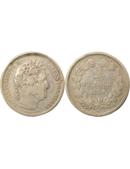 Louis-Philippe Ier 2 francs Argent 1834 B Rouen