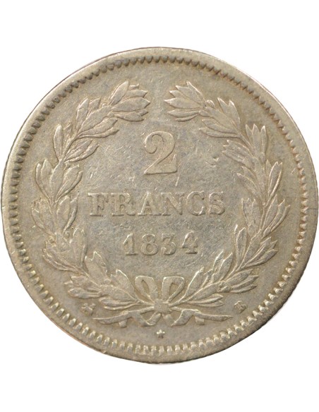 Louis-Philippe Ier 2 francs Argent 1834 B Rouen