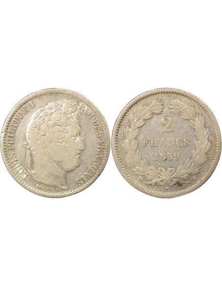 Louis-Philippe Ier 2 francs Argent 1839 B Rouen