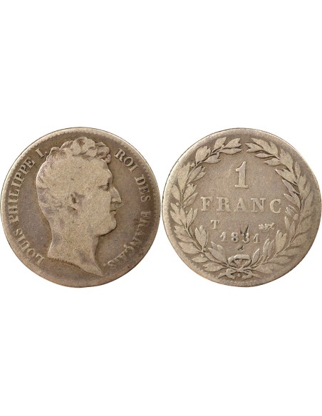 Louis-Philippe Ier Tête nue 1 franc Argent 1831 T Nantes