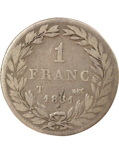 Louis-Philippe Ier Tête nue 1 franc Argent 1831 T Nantes