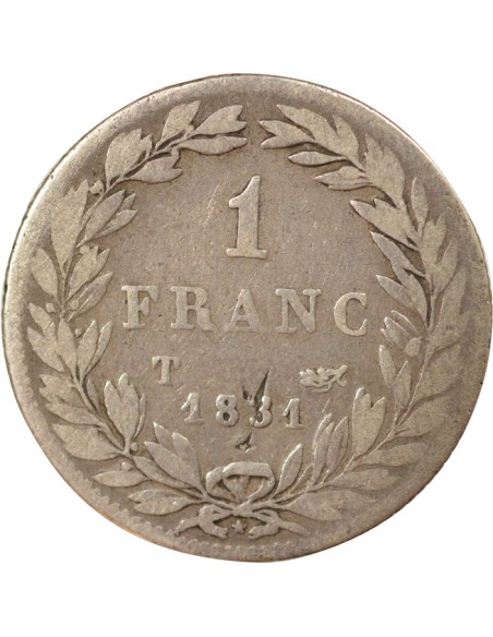 Louis-Philippe Ier Tête nue 1 franc Argent 1831 T Nantes