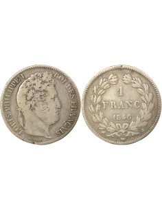 Louis-Philippe Ier Tête Laurée 1 franc Argent 1846 A - Paris
