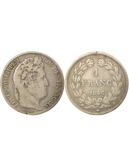 Louis-Philippe Ier Tête Laurée 1 franc Argent 1846 A - Paris
