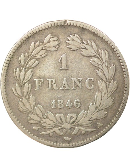 Louis-Philippe Ier Tête Laurée 1 franc Argent 1846 A - Paris