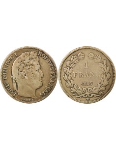 Louis-Philippe Ier Tête Laurée 1 franc Argent 1847 A - Paris