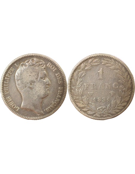 Louis-Philippe Ier Tête nue 1 franc Argent 1831 Lile
