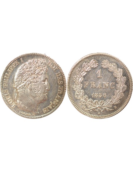 Louis-Philippe Ier Tête Laurée 1 franc Argent 1836 B Rouen