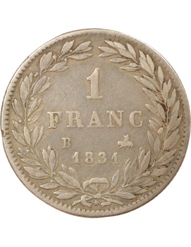 Louis-Philippe Ier Tête nue 1 franc Argent 1831 B Rouen
