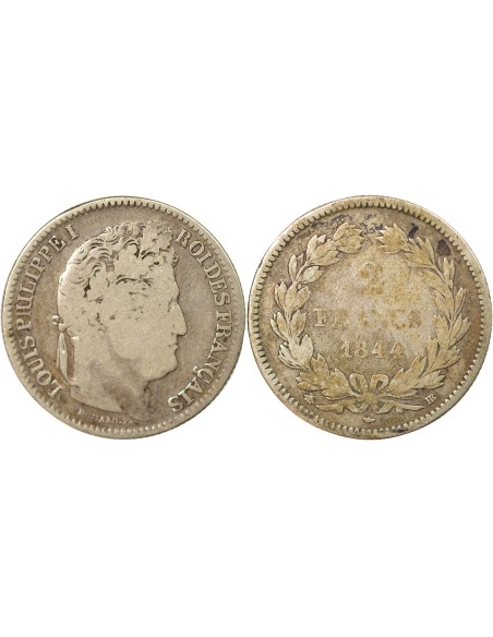 Louis-Philippe Ier 2 francs Argent 1844 BB Strasbourg