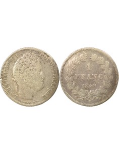 Louis-Philippe Ier Tête Laurée 1 franc Argent 1840 A - Paris