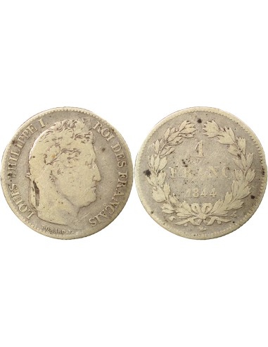 Louis-Philippe Ier Tête Laurée 1 franc Argent 1844 W Lille
