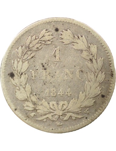 Louis-Philippe Ier Tête Laurée 1 franc Argent 1844 W Lille
