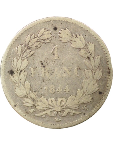 Louis-Philippe Ier Tête Laurée 1 franc Argent 1844 W Lille