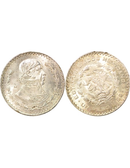 Mexique Tepalcate 1 peso Billon 1965 Mo Mexico City